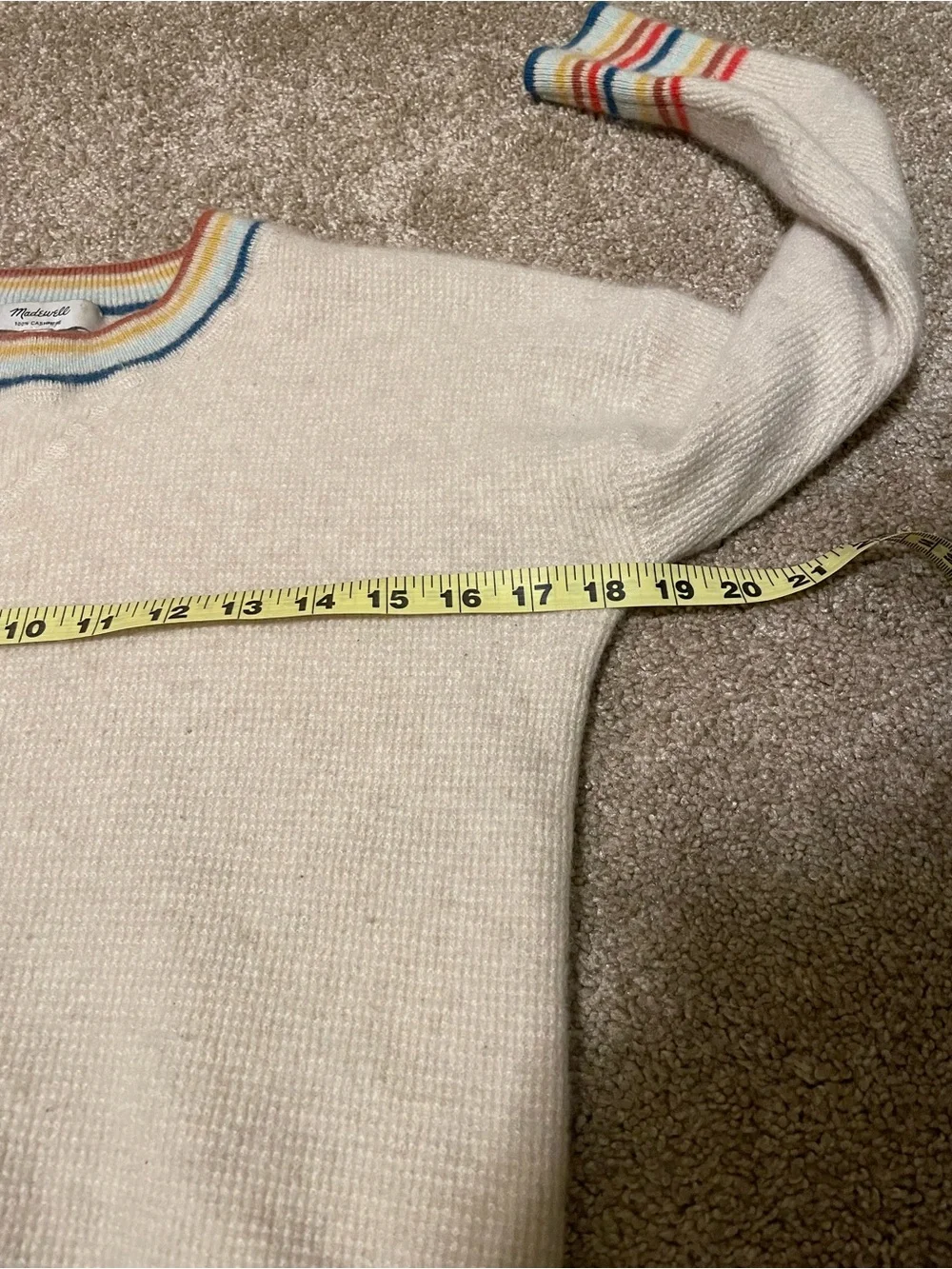 Madewell Cashmere Rainbow Trim Crewneck Sweater